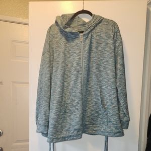 Turquoise & Grey marbled zip-up jacket